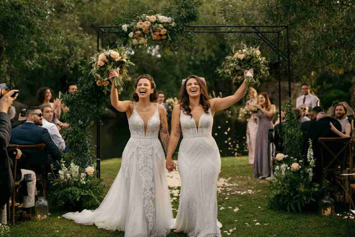 Dopo le nozze di Gaia Moretto e Valentina Arrighetti, gli insulti omofobi e il dibattito sugli abiti da sposa