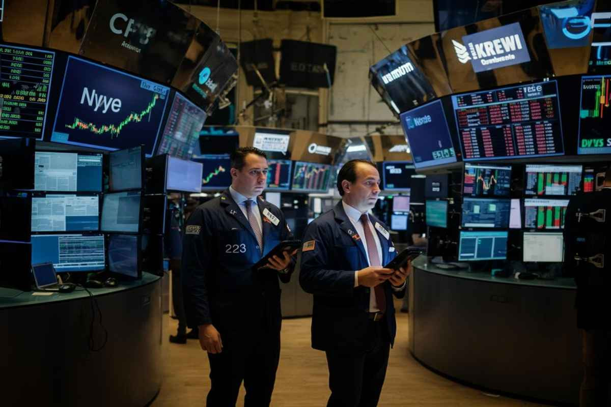 Borsa europea in calo: banche in difficoltà, titoli della difesa in salita