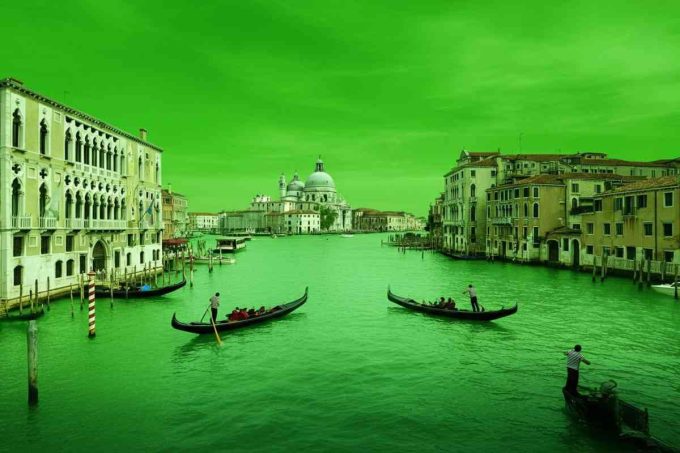 Il Canal Grande di Venezia si tinge di verde: un fenomeno sorprendente