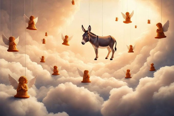 Rinoceronti a Natale: una preghiera per raggiungere il Paradiso con gli asinelli